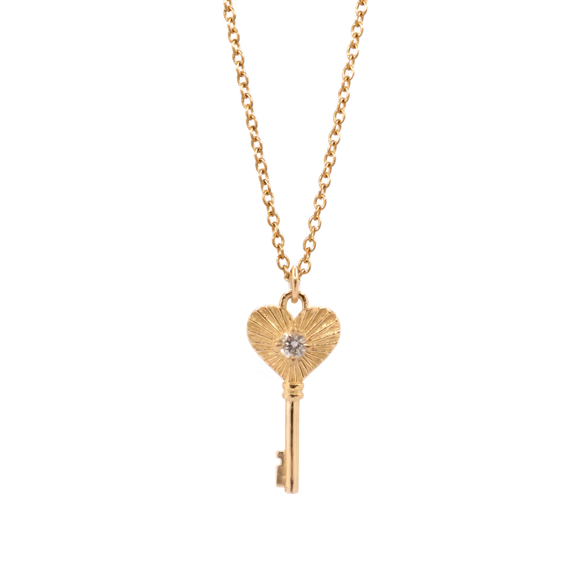 Heart Key Necklace - 14K Yellow Gold - Futaba Hayashi