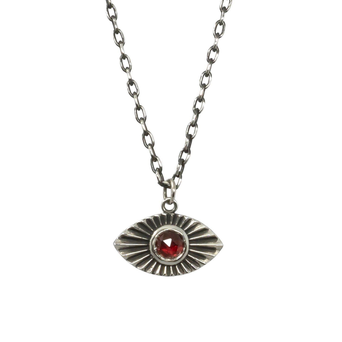 Vision Necklace with Garnet (Large)  - Sterling Silver