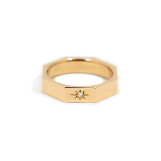 Octagon Ring Wide  - 14k yellow gold - Futaba Hayashi