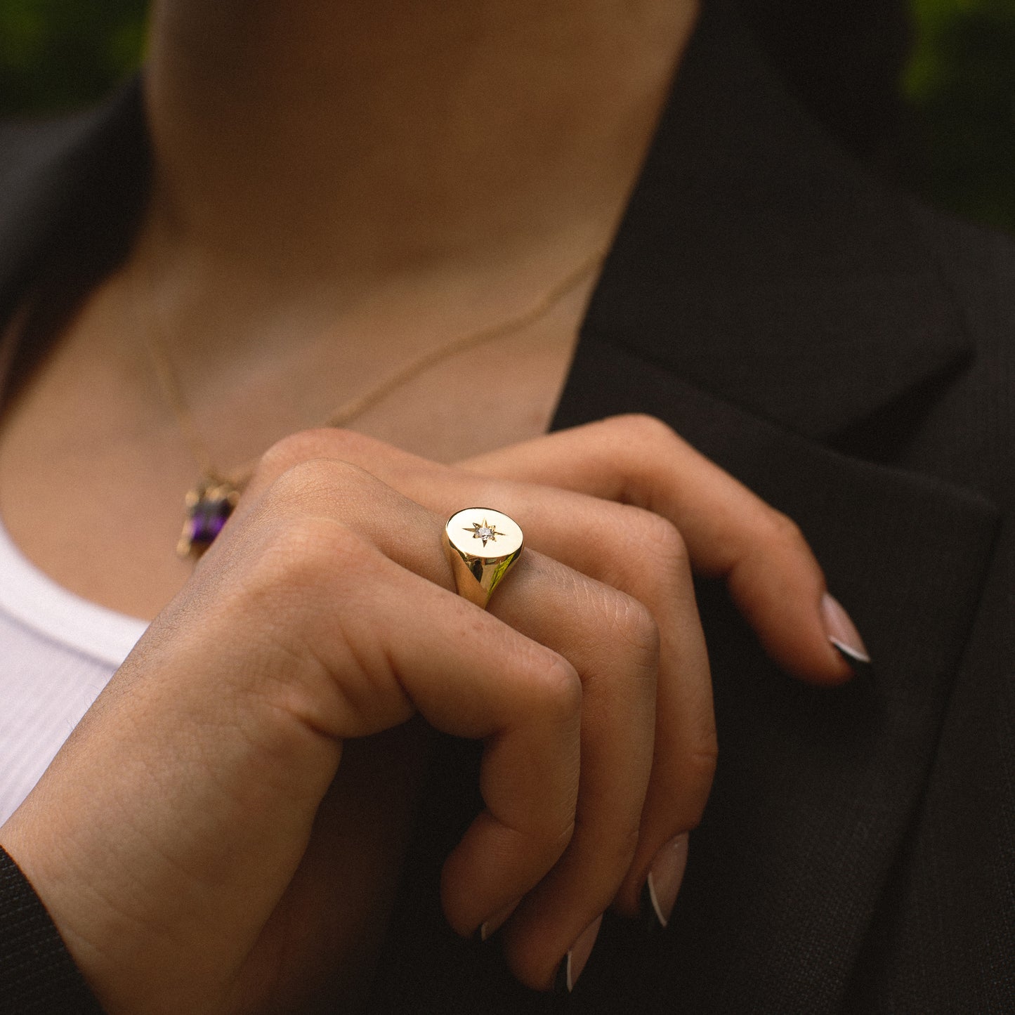 North Star Round Signet Ring - 14K Yellow Gold - Futaba Hayashi