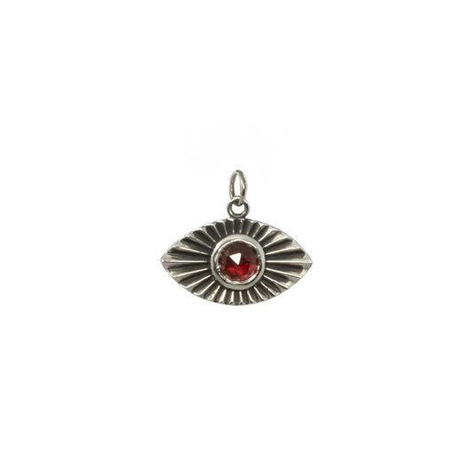 Vision Pendant with Garnet(Charm Only)  - Sterling Silver