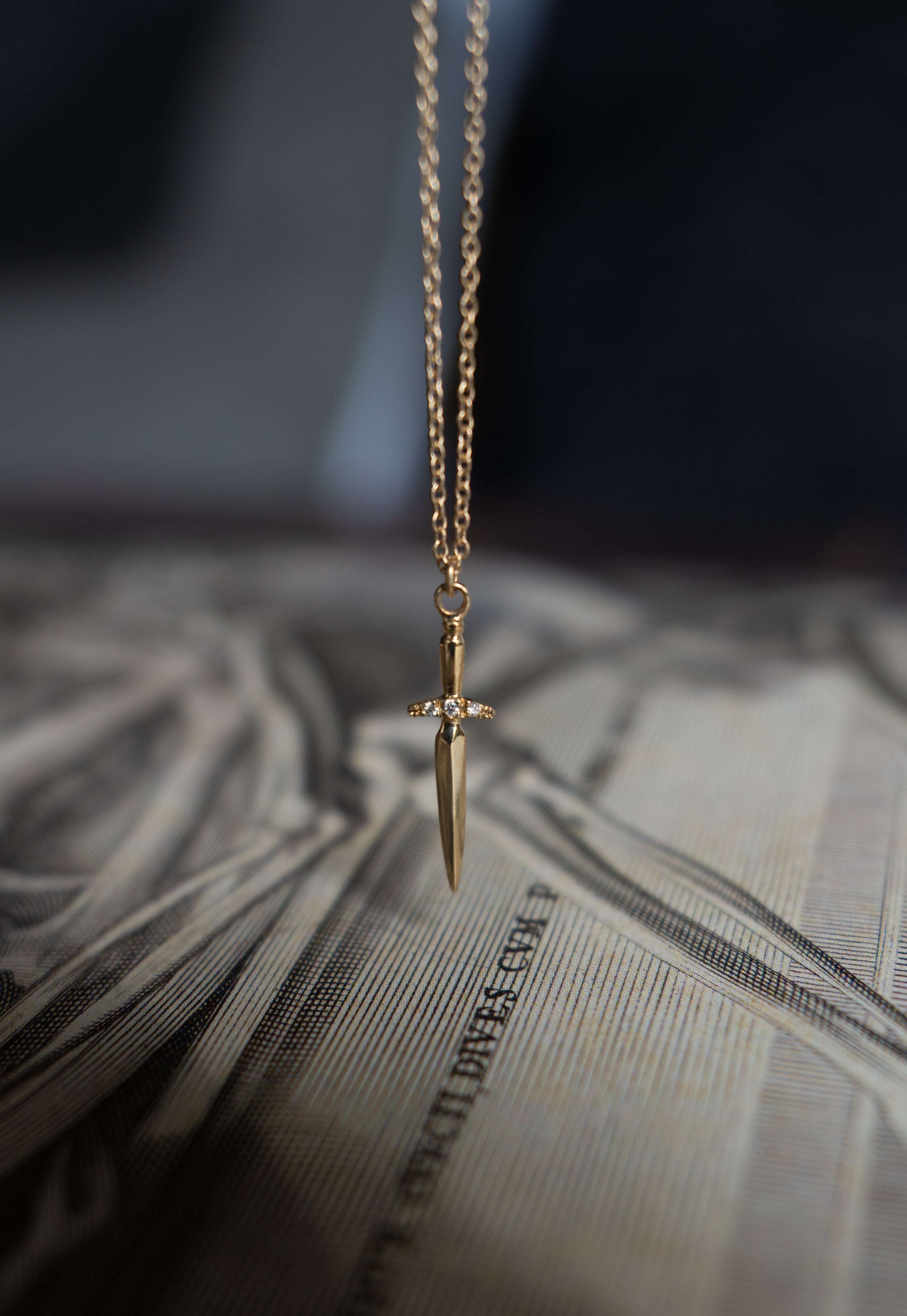 Dagger Pendant Necklace in Gold (Unisex) | Flaire & Co.