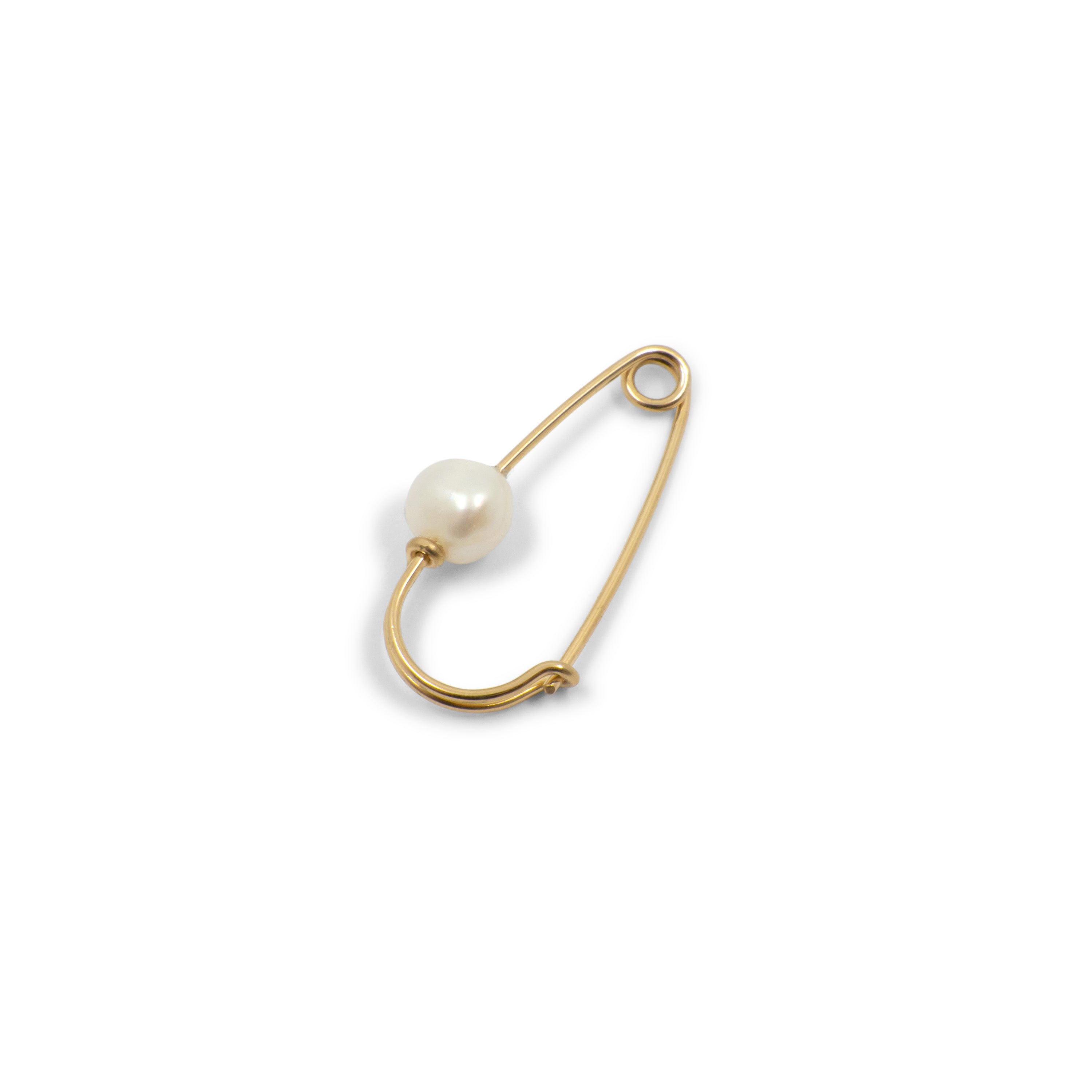 Wire Safety Pin Earrings - 14K Yellow Gold Single