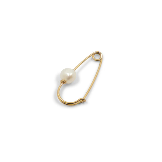 Pearl Wire Safety Pin Earring (Coiled) - 14k Yellow Gold - Futaba Hayashi