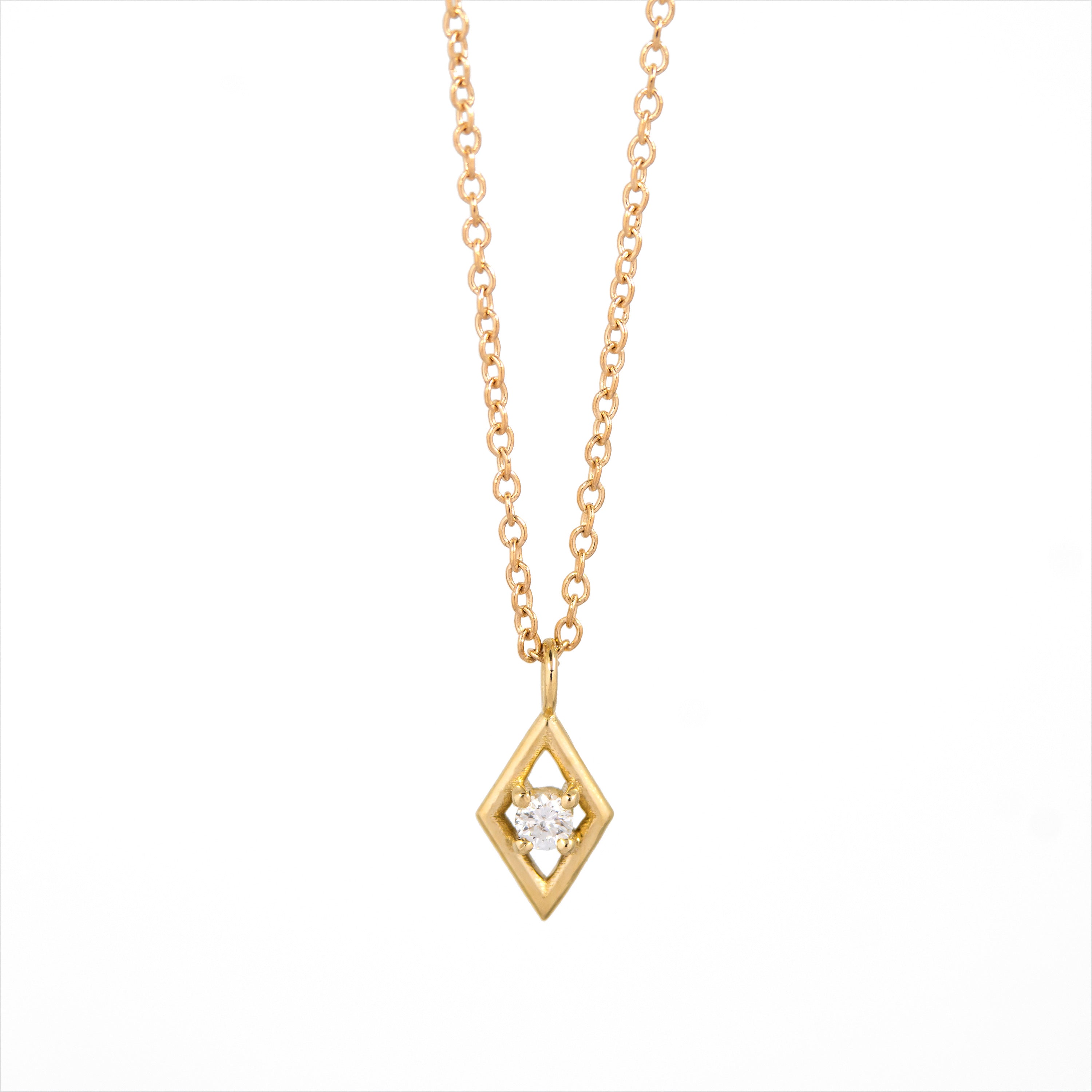 Rhombus Frame Necklace - 14k Yellow Gold