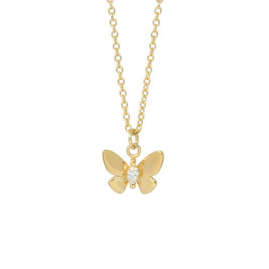 Butterfly Diamond Necklace - 14K Yellow Gold - Futaba Hayashi