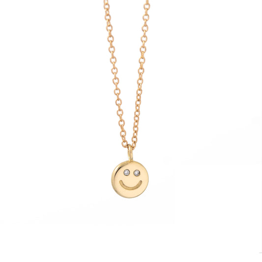 Happy Face Necklace - 14k Yellow Gold - Futaba Hayashi