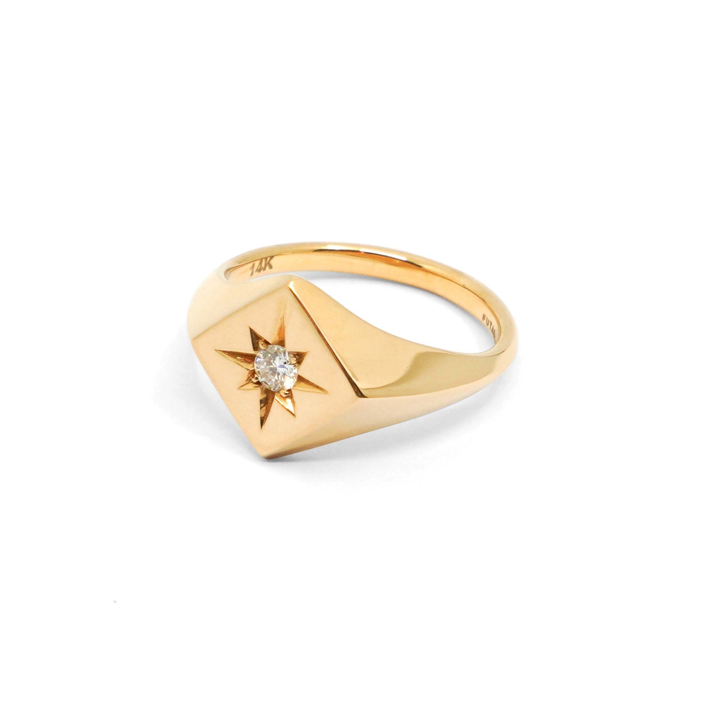 North Star Signet Ring with White Diamond - Futaba Hayashi