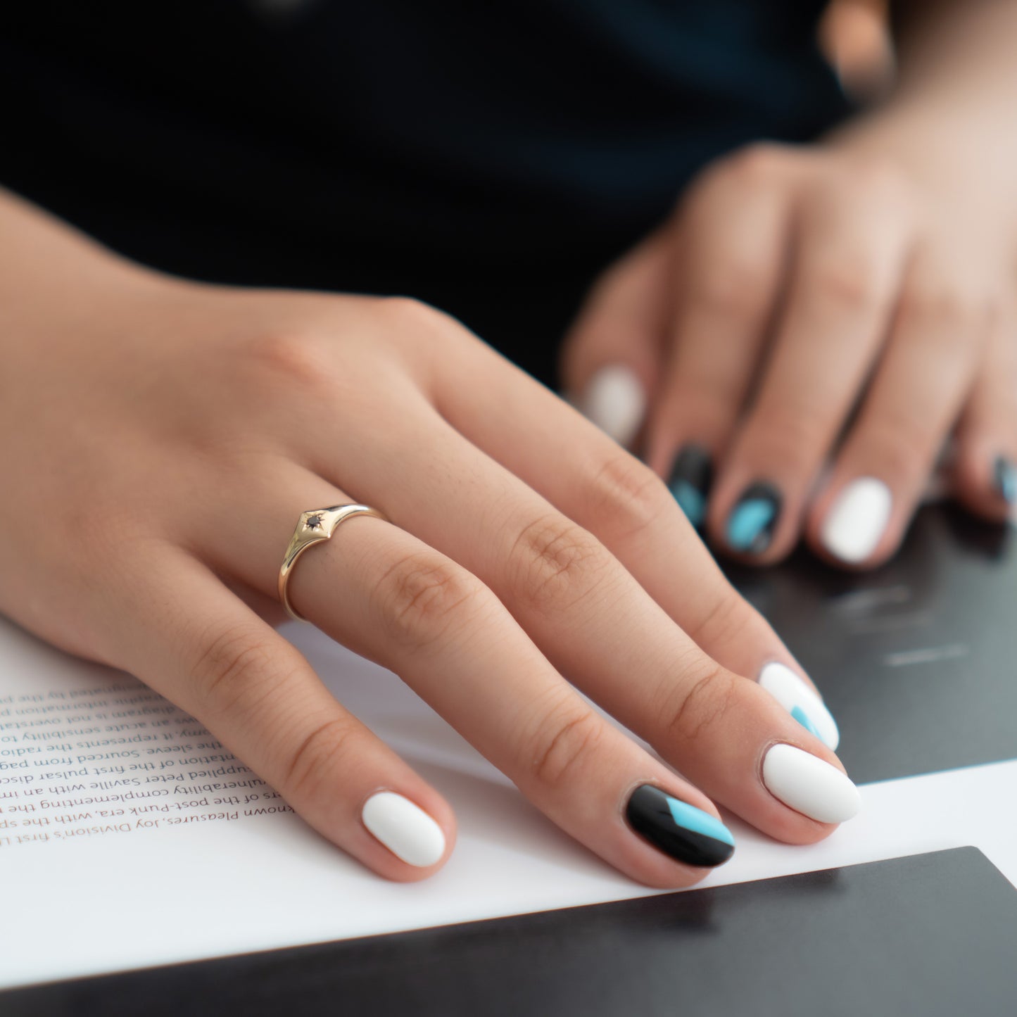 Shield Ring with Black Diamond - Futaba Hayashi