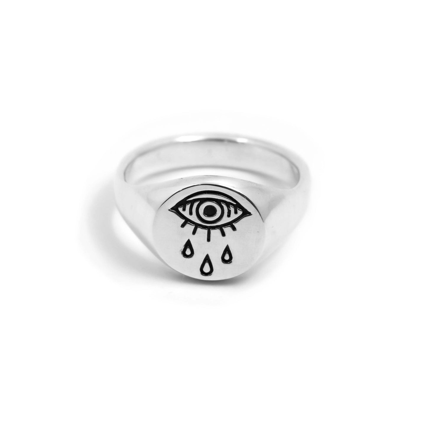 Evil Eye Teardrop Signet Ring in Sterling Silver - Futaba Hayashi