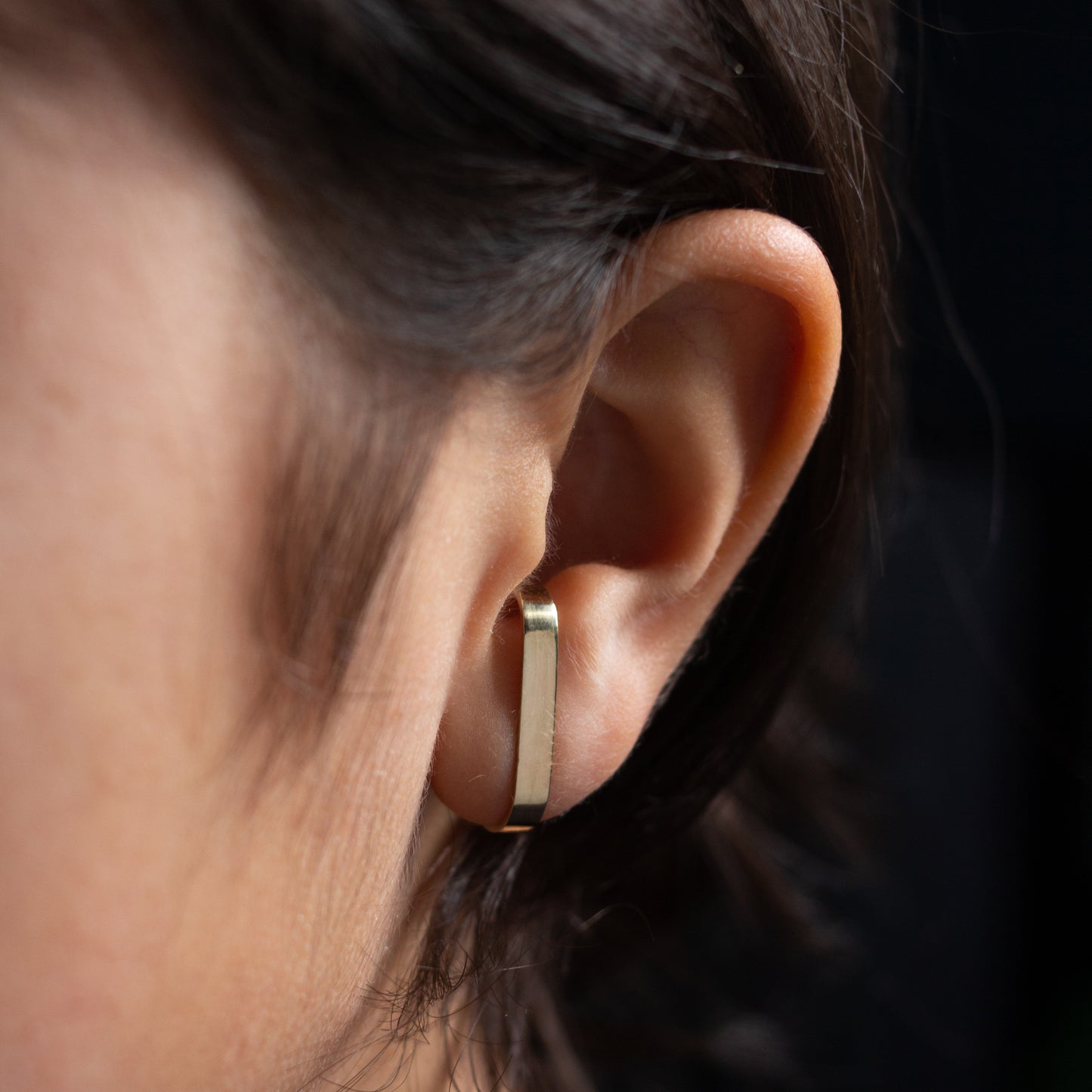 Minimalist Ear Cuff Wide -  14k Yellow Gold - Futaba Hayashi