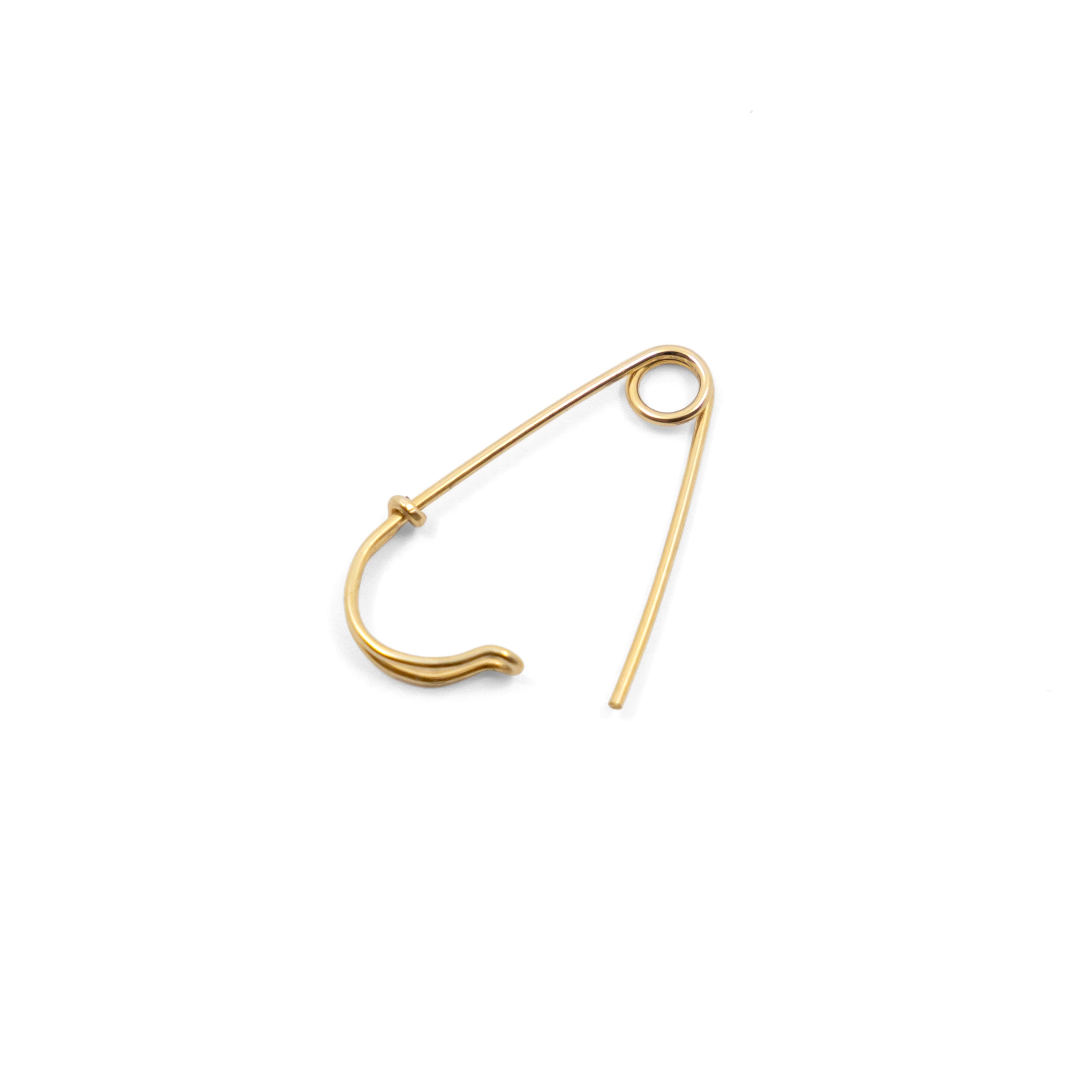 Safety pin gold - Gold earrings - Trium Jewelry