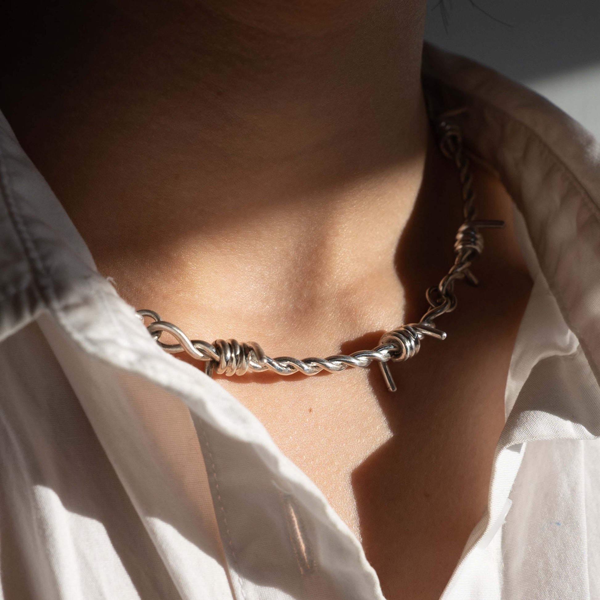 Barbed Wire Choker in Sterling Silver1