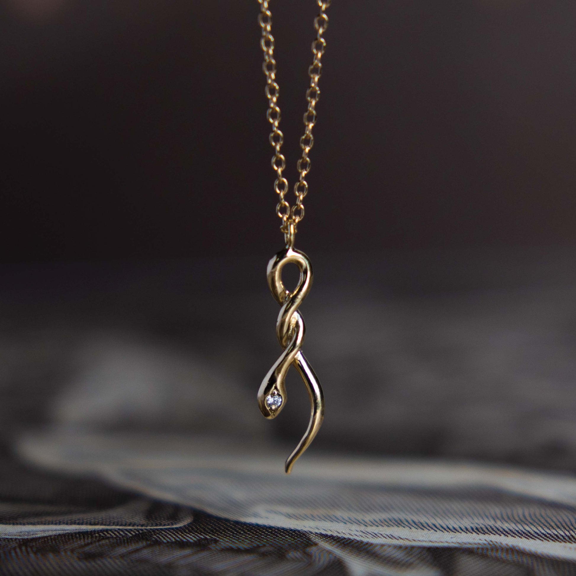 Snake Necklace with Diamond - 14k Yellow Gold - Futaba Hayashi